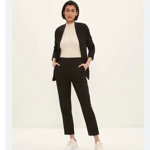 Frank & Oak Minimalist High Rise Pull On Grant Tapered Pant In Black Size 12